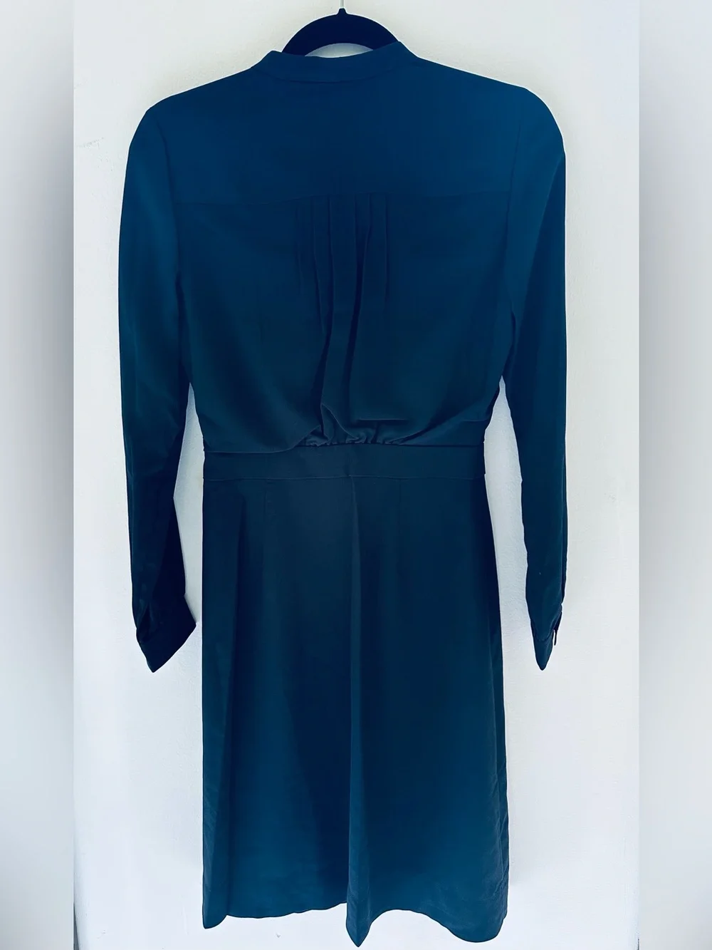 NWT, Tory Burch Navy Blue Pleated V-Neck Long Sleeve Dress